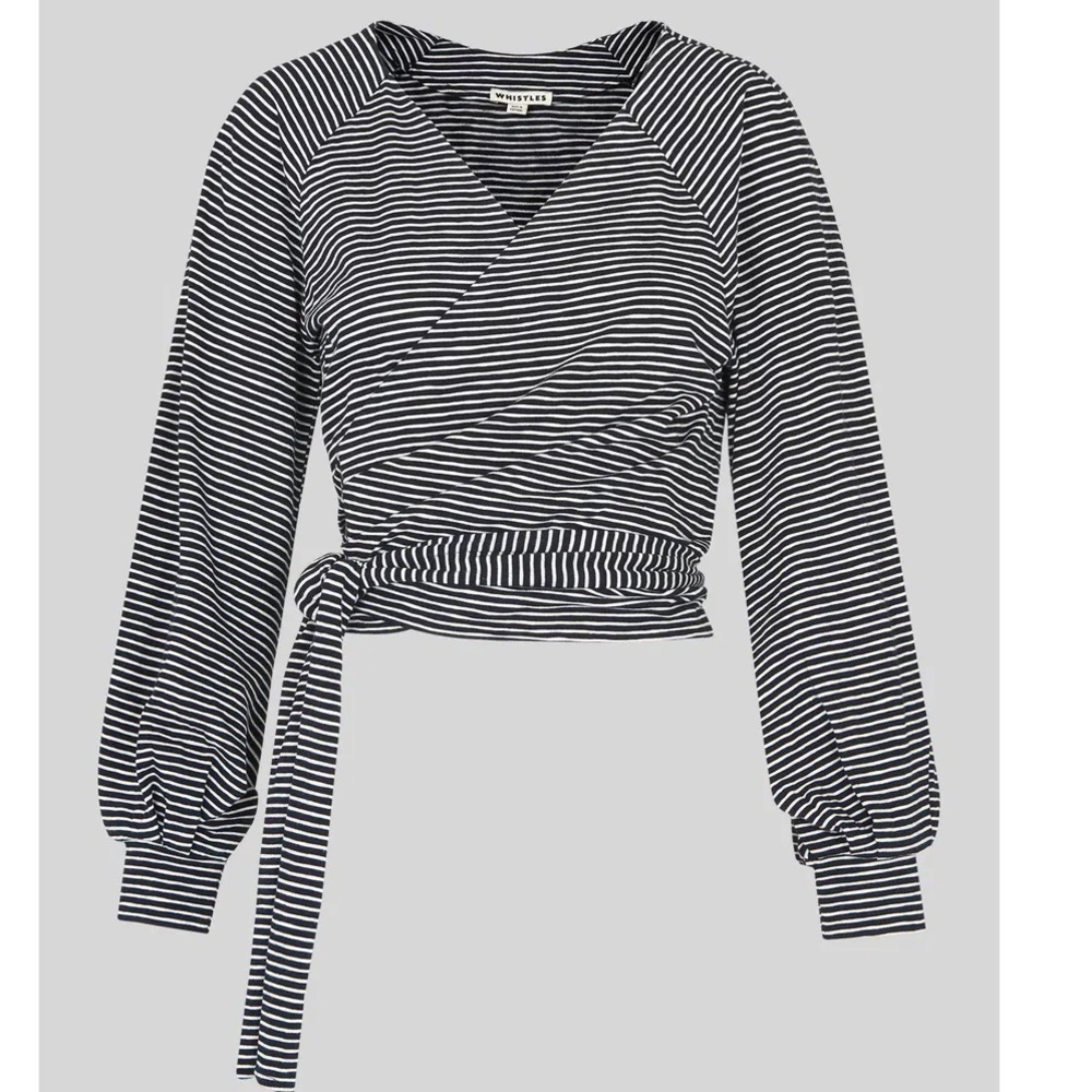 Whistles Cotton Stripe Wrap Top